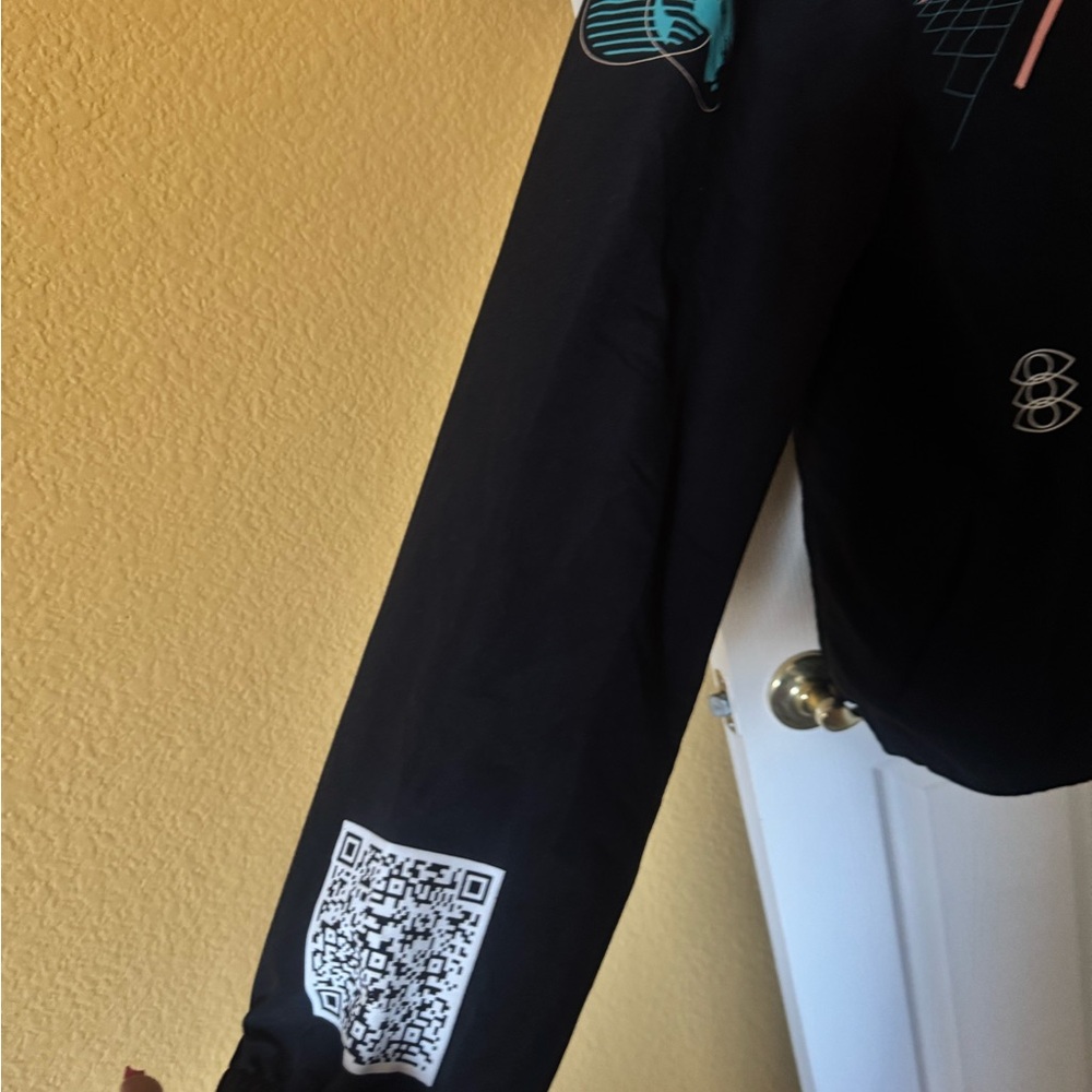 Men’s Brooklyn Black Graphic Windbreaker Jacket with Teal & Pink Accents - Picture 3 of 9